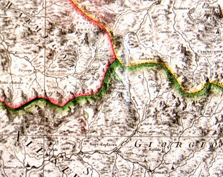 Detail: 1790 map of the Balkans with too much legend