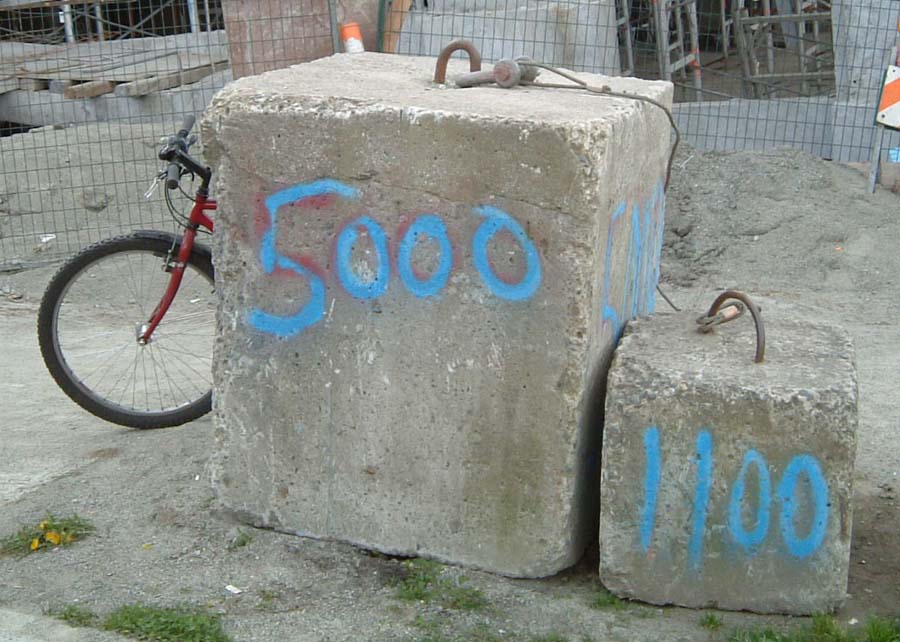 Large cartoon-style concrete blocks