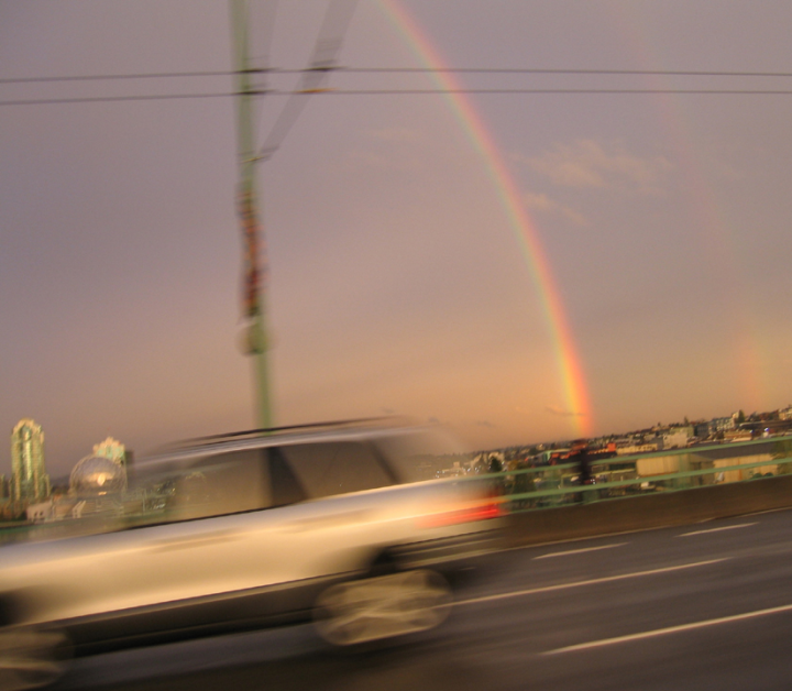 Vancouver: Blurred rainbow from the Cambie Street Bridge