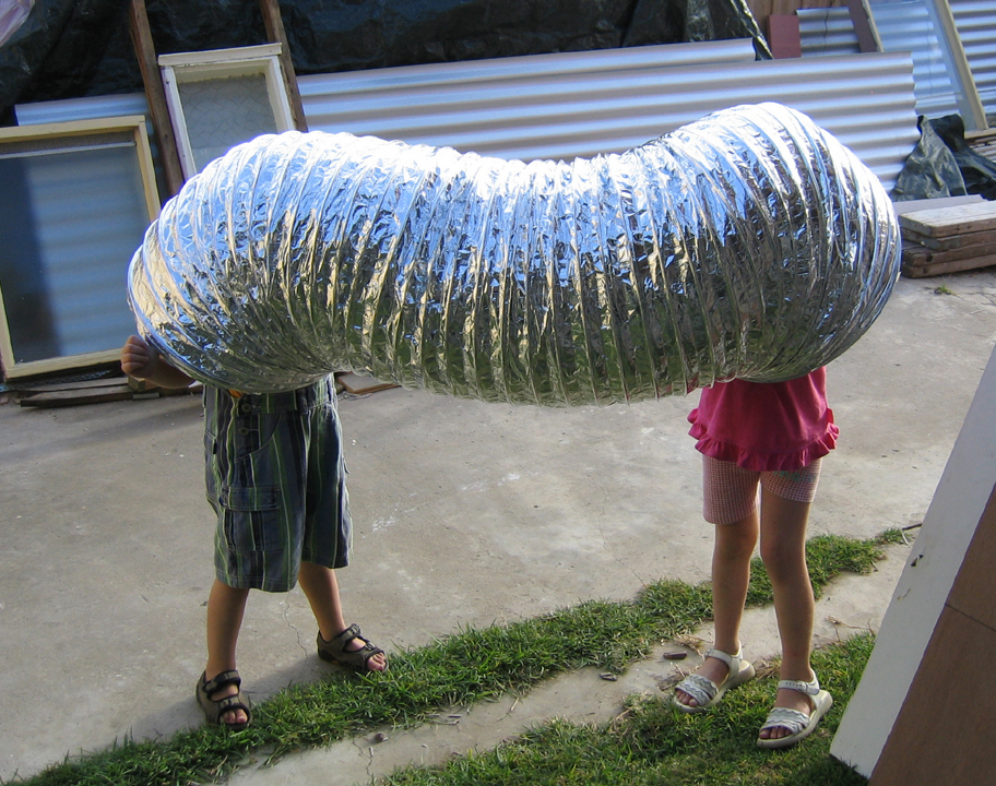 Two kids in an unused duct