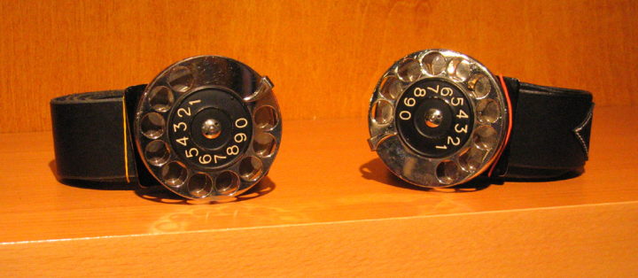 Belts with rotary phone dials