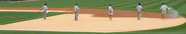 pre-game preparations at the Oakland A’s ballpark