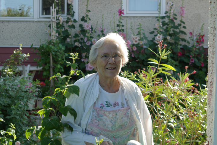 Jean Bray in her garden