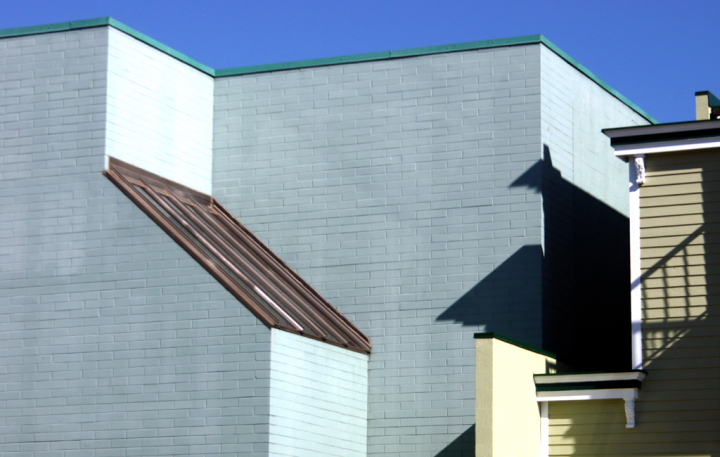 Sunlit buildings in Steveston