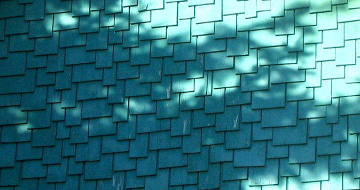 Turquose shingle pattern on heritage house