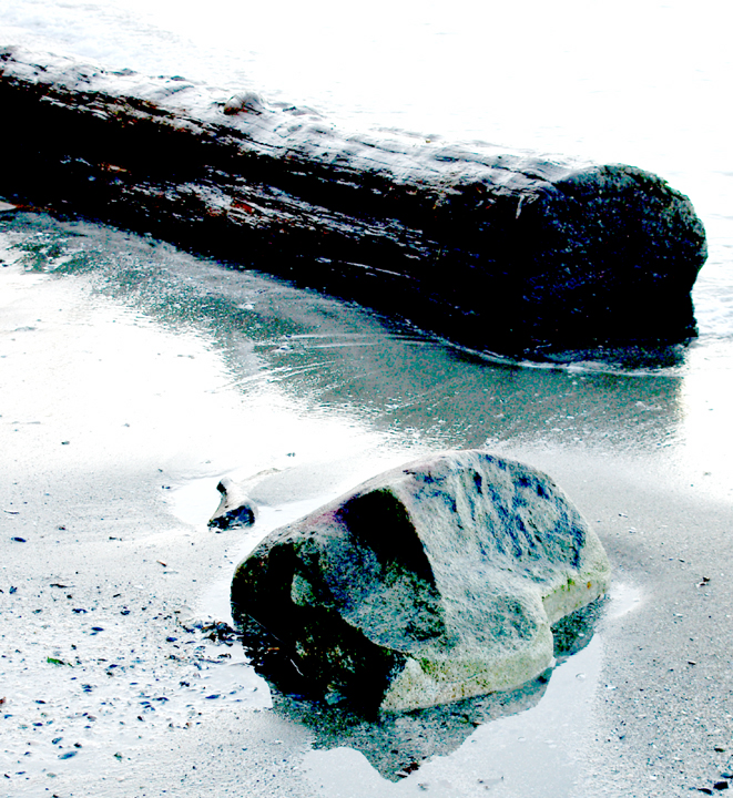 Log and rock, photo heavily processed