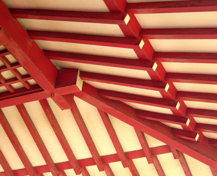 Underneath the roof of a pagoda in Lahaina