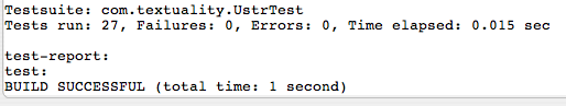 Textual JUnit readout.