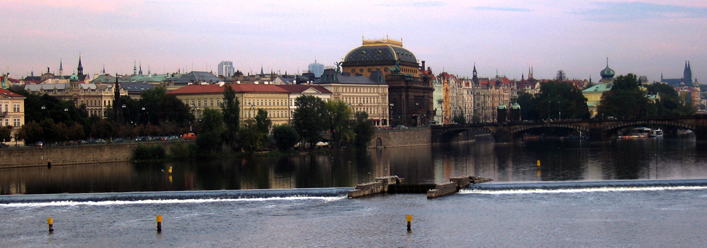 Prague at dusk, from the Charles Bridge