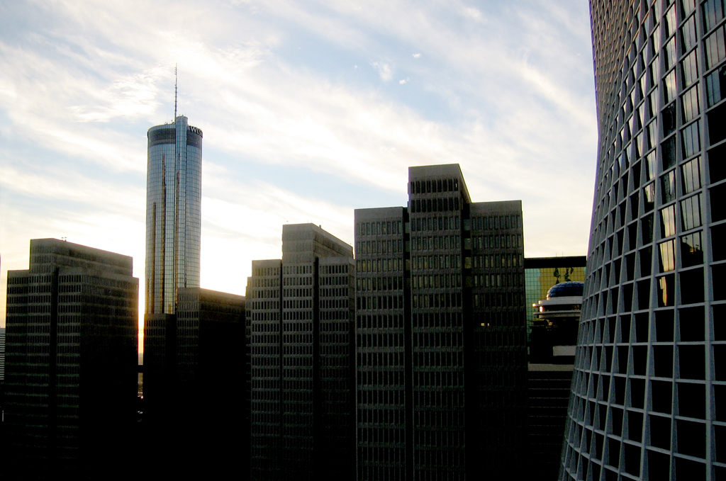 Atlanta skyscrapers at sunset