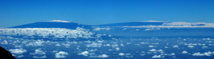 The volcanoes of the Big Island seen from Maui