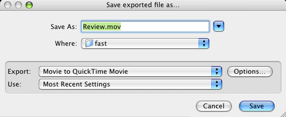 Exporting from iMovie HD to QuickTime