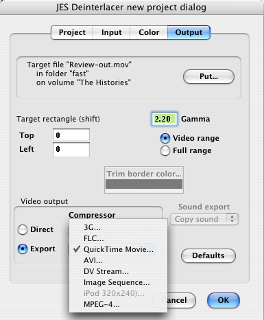 Exporting from iMovie HD to QuickTime