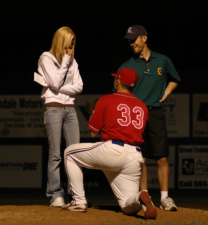 Marriage proposal on the pitcher’s mound