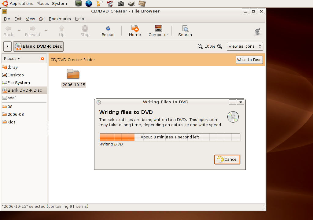 Ubuntu writing a DVD