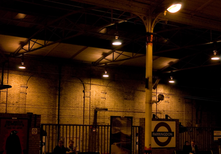 Farringdon station by night, London subway