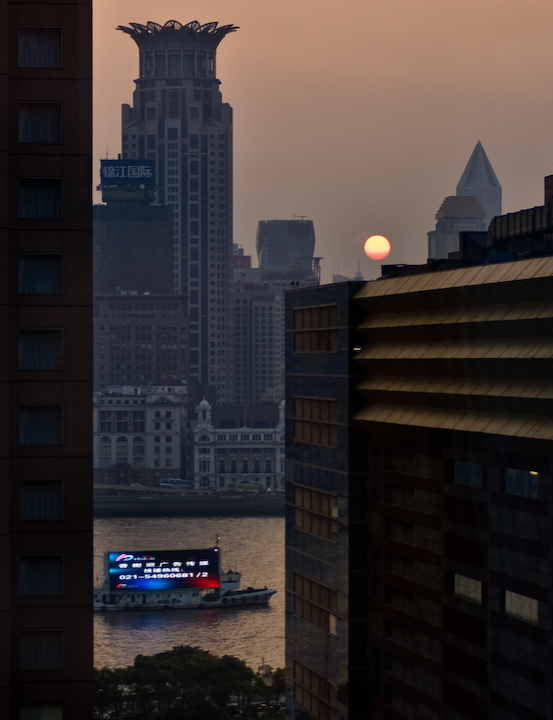 Video advertising billboard boat on the Huangpu in Shanghai