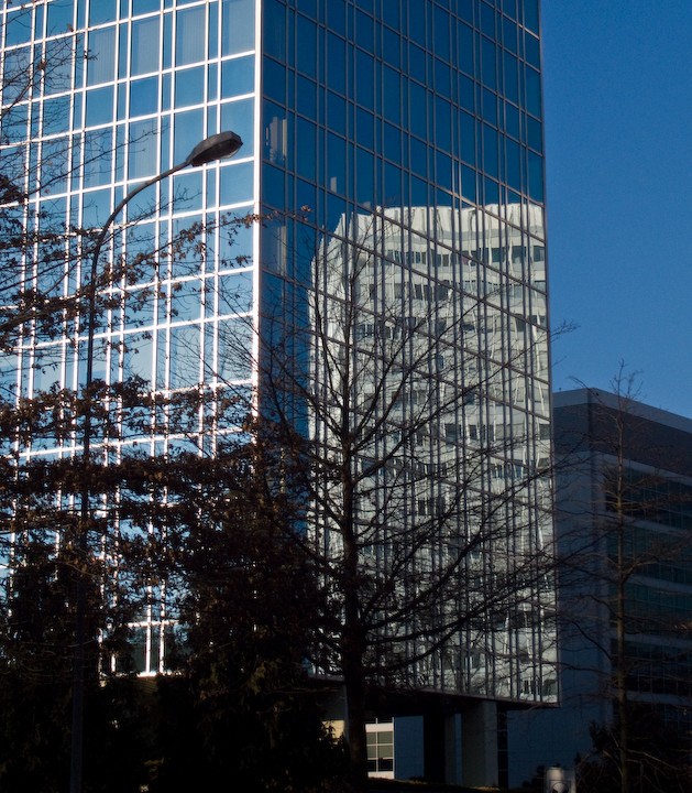 Glass-faced building in Geneva