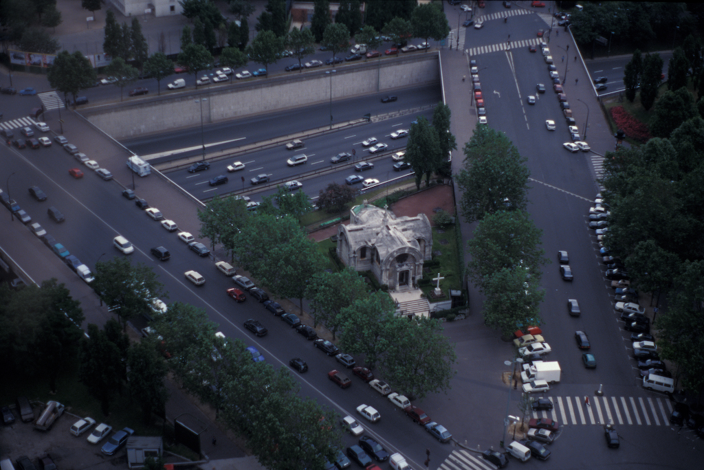 Looking down from the big hotel at Porte Maillot