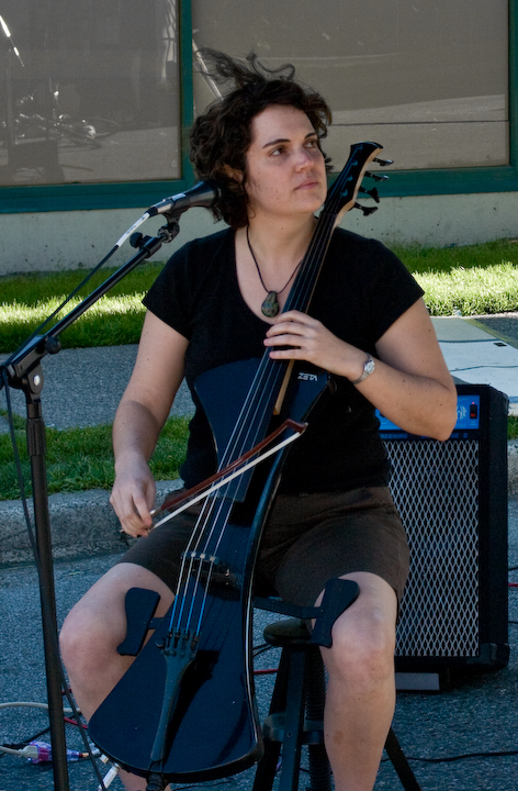 Electric cellist at Car-Free Vancouver day