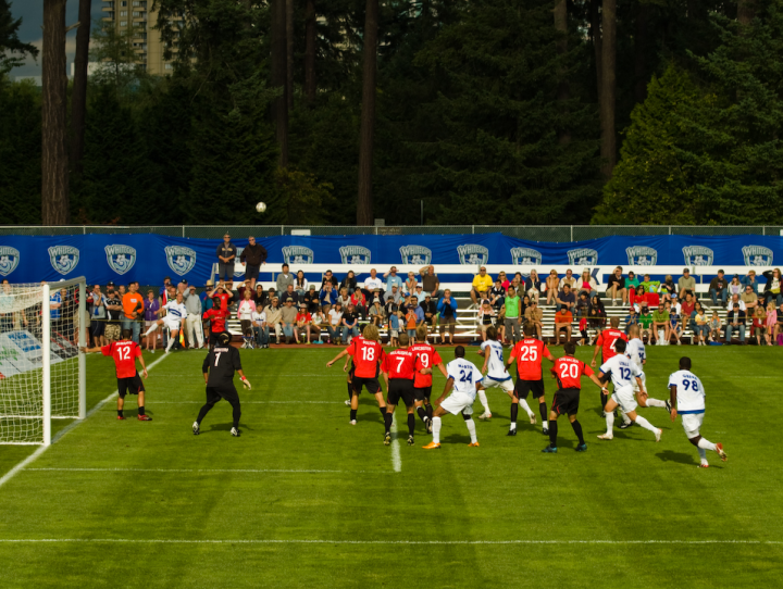 The winning goal sequence in a Vancouver-Atlanta USL soccer game