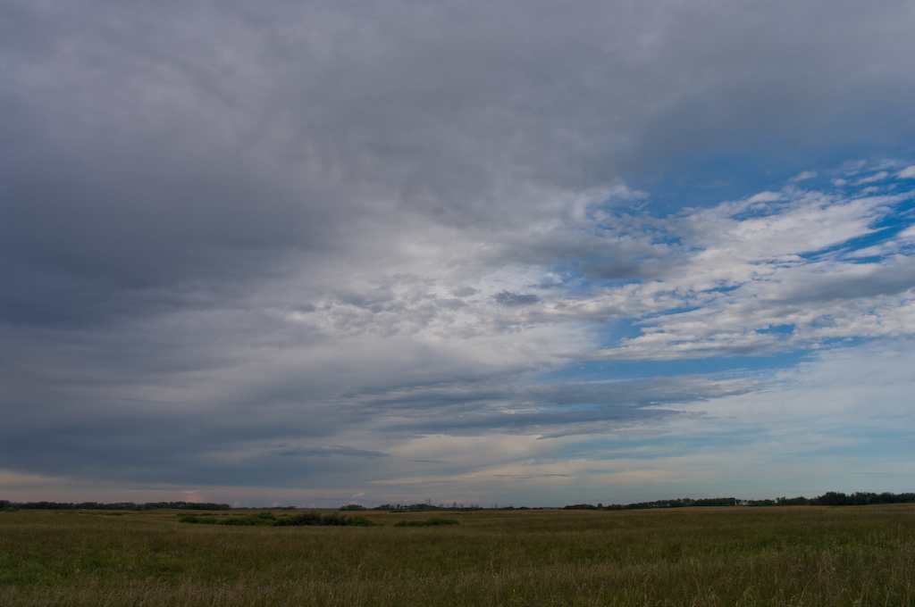 August afternoon sunset on a Saskatchewan farm