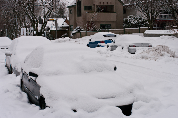 Snow-buried cars, Vancouver, January 2009