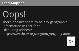 Error message from Feed Mapper