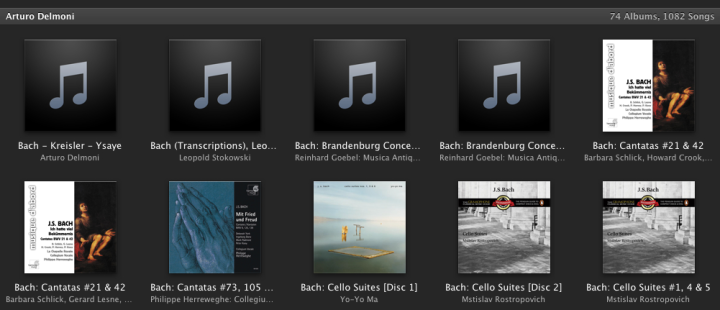 iTunes ‘Albums’ mode display iTunes ‘Albums’ mode display