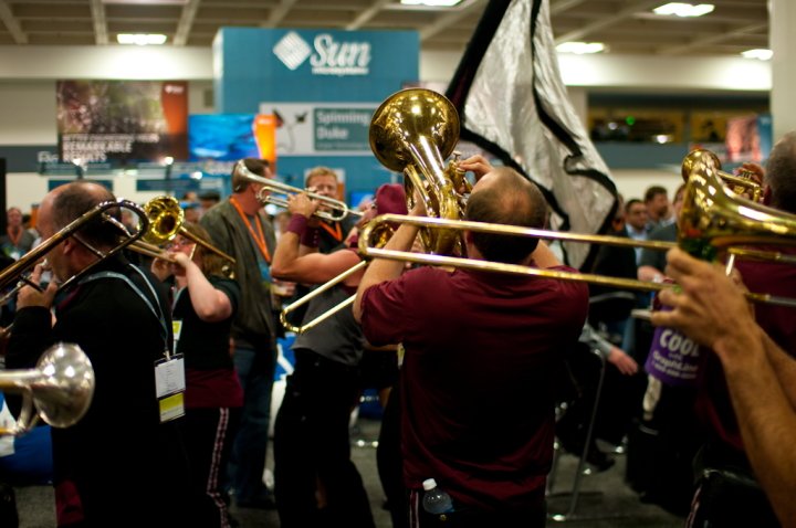 The Extra Action Marching Band in action at CommunityOne