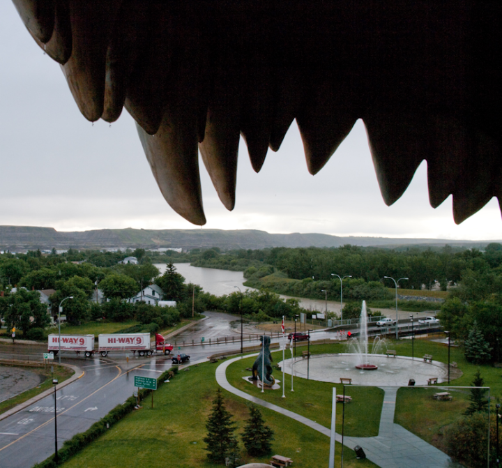 Looking out at Drumheller from the top of the “World’s Largest Dinosaur”