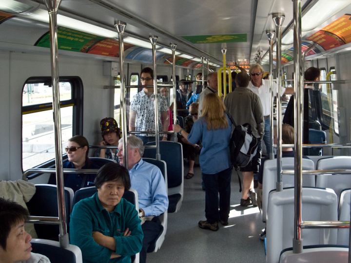 Interior of a car on Vancouver’s Canada Line