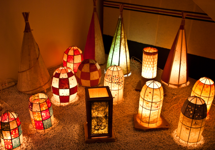 Paper lanterns at the Abe memorial museum in Yakumo, Shimane
