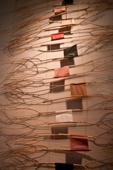 Paper-and-branch wall hanging at the Abe memorial museum in Yakumo, Shimane