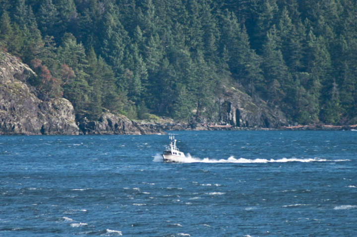 Marine traffic in a storm on Howe Sound