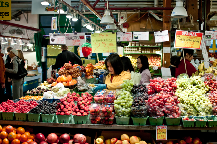 Granville Island market on a dark November Sunday