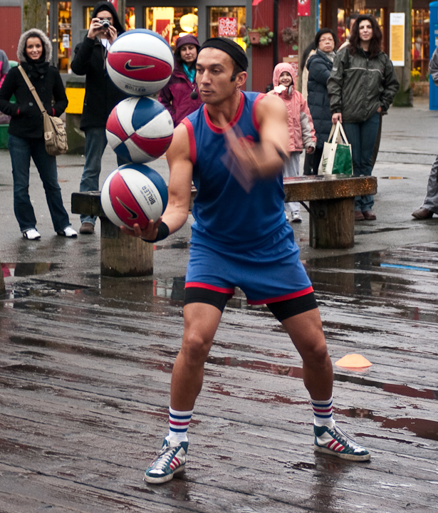 Three Stacked Basketballs