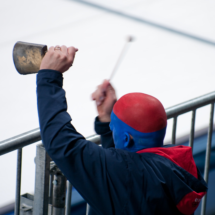 US curling fan in full regalia