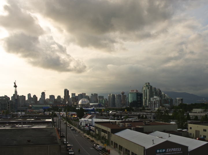 Clouds, looking west from central Vancouver