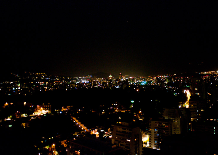 Santiago de Chile’s lights from the top of the W hotel