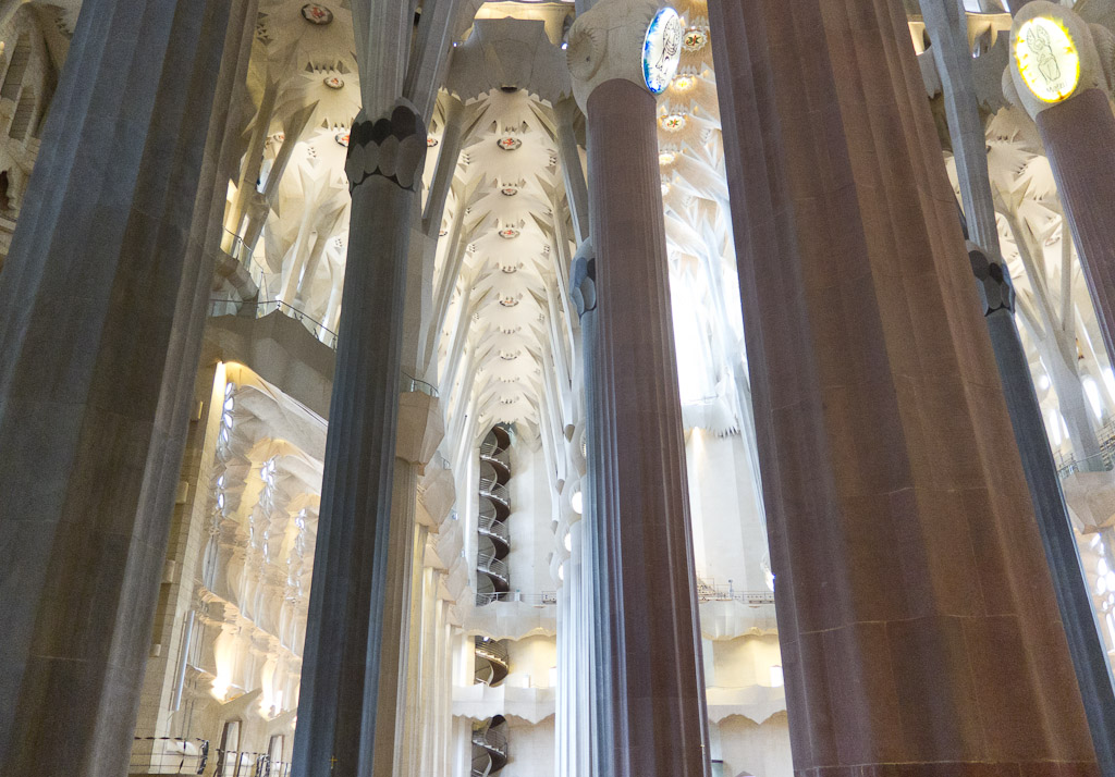Sagrada Familia, interior with spiral staircase