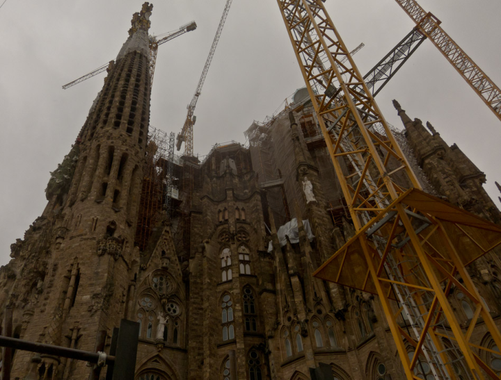 A facade of Sagrada Familia in Barcelona