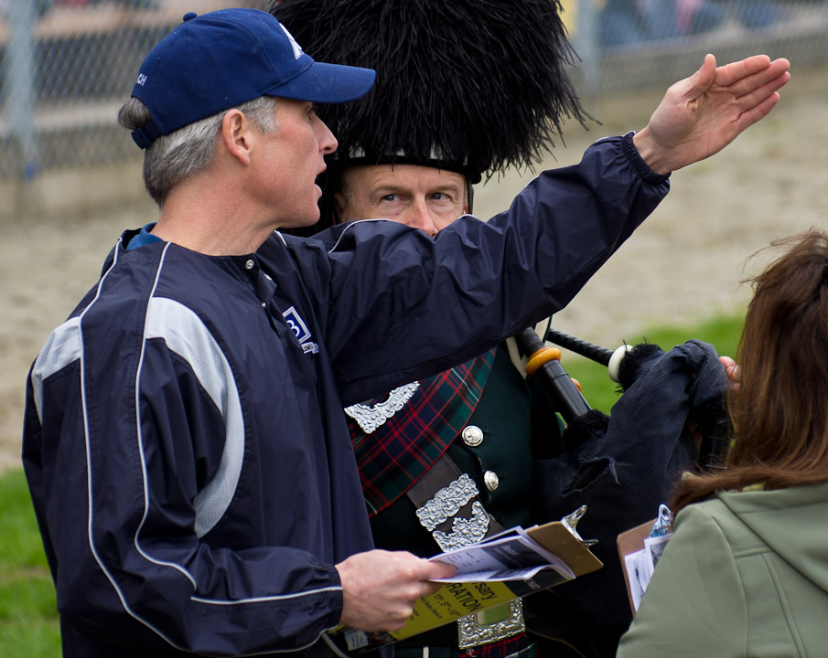 Piper and baseball coach planning a parade