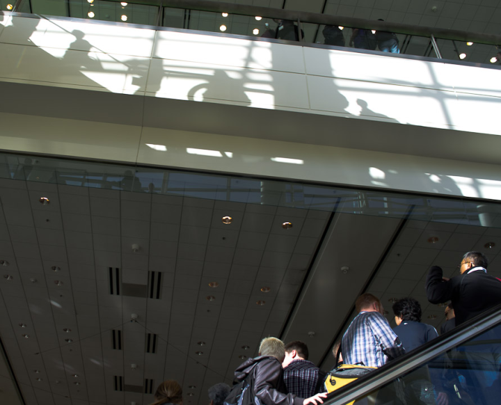 Moscone West interior, with light