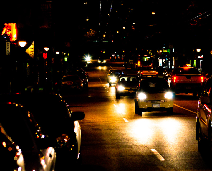 The Drive in Vancouver, cars at night