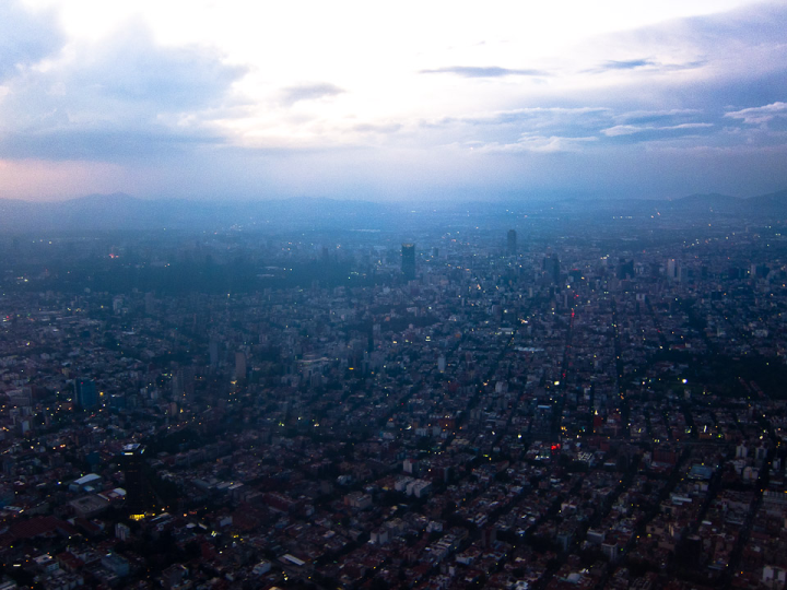 Mexico City from an approaching airplane