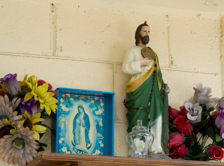 Religious assemblage in a racecourse guardhouse