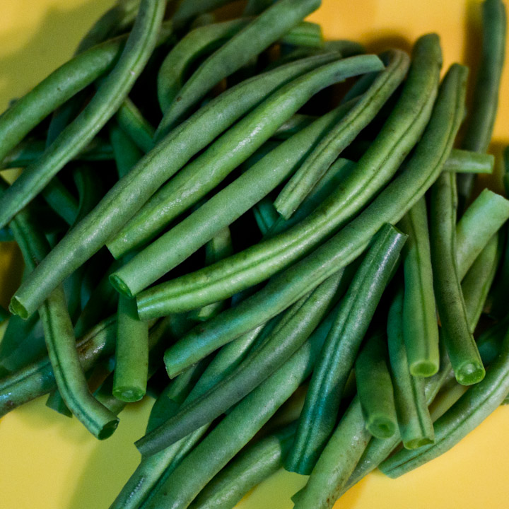 Green beans photographed with a Pentax 40mm “Pancake” prime lens