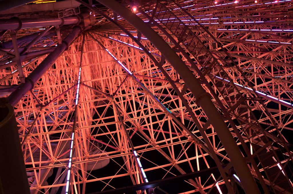 Yokohama Ferris wheel by night, close-up