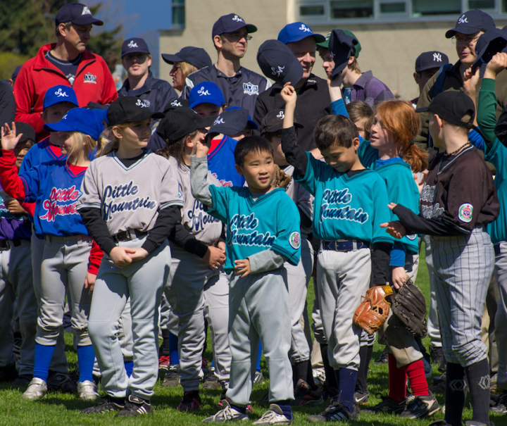 Hat-waving at Little Mountain Baseball Opening Day